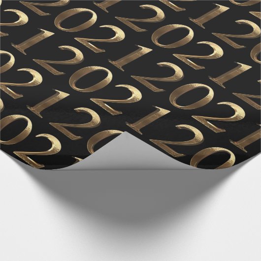 Papier Cadeau 2021 Elégant Faux Golden Numbers Black and Gold (Coin)