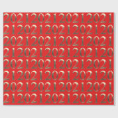 Papier Cadeau 2021 Elégant Faux Golden Numbers Bright Red (Plat)