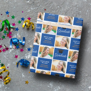 Papier Cadeau 2023 Blue White Graduate Senior Photo Graduation