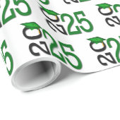 Papier Cadeau 2025 Graduation Vert et Noir (Coin rond)