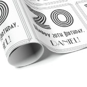 Papier Cadeau 20e anniversaire : Art Déco Style inspiré "20" + N (Coin rond)