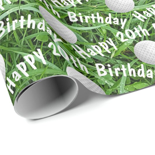 Papier Cadeau 20e anniversaire Ballons de golf sur papier d'enve (Coin rond)