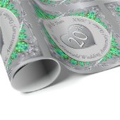 Papier Cadeau 20e anniversaire du Mariage Emerald Platinum (Coin rond)