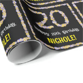 Papier Cadeau 20e anniversaire : Floral Flowers Numéro, Nom pers (Coin rond)