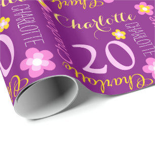 Papier Cadeau 20ème enveloppe d'anniversaire d'âge nommé