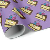 Papier Cadeau 20ème Gâteau d'anniversaire avec des bougies (Coin rond)