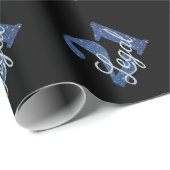 Papier Cadeau 21 et juridique | Parties scintillant Blue Faux 21 (Coin rond)