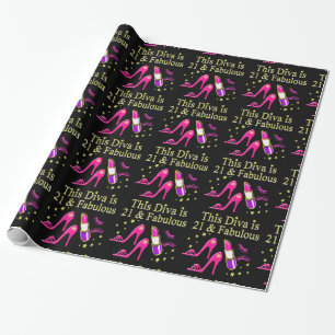 PAPIER CADEAU 21 & FABULOUS PINK SHOE ET LIPSTICK DIVA DESIGN