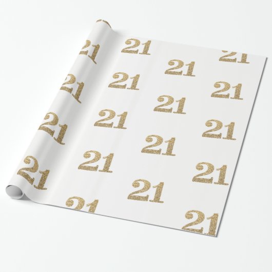Papier Cadeau 21 OR PARTIES SCINTILLANT NUMBER glamour brillant  (Déroulé)