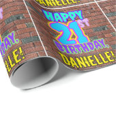 Papier Cadeau 21e anniversaire : Amusant, Graffiti urbain inspir (Coin rond)
