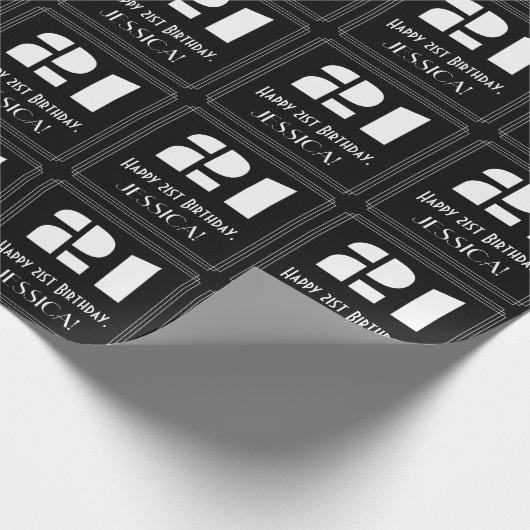 Papier Cadeau 21e anniversaire : Art Déco Inspiré Look "21" & No (Coin)