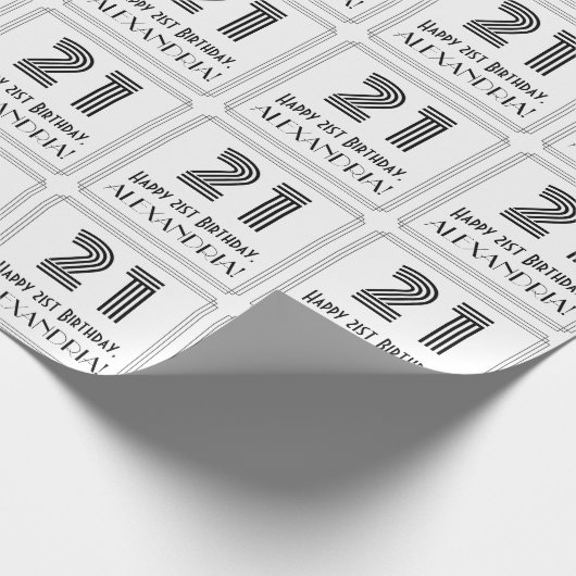 Papier Cadeau 21e anniversaire : Art Déco Style inspiré "21" + N (Coin)