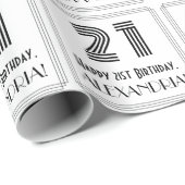 Papier Cadeau 21e anniversaire : Art Déco Style inspiré "21" + N (Coin rond)