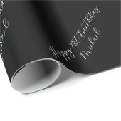 Papier Cadeau 21e anniversaire Black & White Modern Wrapping Pap (Coin rond)