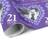 Papier Cadeau 21e anniversaire du mariage photo violet iolite (Coin rond)