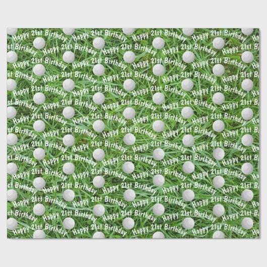 Papier Cadeau 21e Anniversaire Golf Balls on Grass Wrapping Papi (Plat)