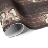 Papier Cadeau 21e anniversaire marquee lumières sur brique (Coin rond)