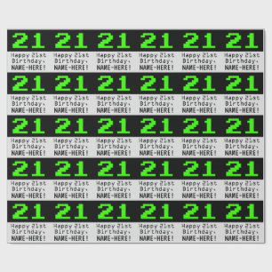 Papier Cadeau 21e anniversaire - Nerdy / Geeky Style "21" et nom