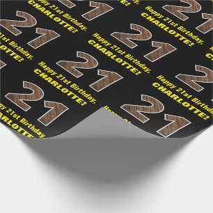 Papier Cadeau 21e anniversaire : Nom et Faux Motif de grains de