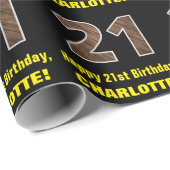 Papier Cadeau 21e anniversaire : Nom et Faux Motif de grains de (Coin rond)