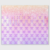 Papier Cadeau 21e anniversaire rose rose or parties scintillant  (Plat)