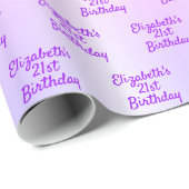 Papier Cadeau 21e anniversaire rose rose or parties scintillant  (Coin rond)