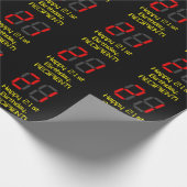 Papier Cadeau 21e anniversaire : Rouge Digital Horloge Style "21 (Coin)