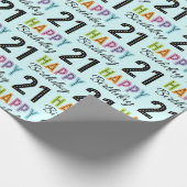 Papier Cadeau 21e anniversaire Typographie colorée (Coin)