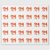 Papier Cadeau 21ème anniversaire pour n'importe qui, orange sur (Plat)