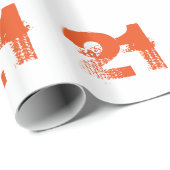 Papier Cadeau 21ème anniversaire pour n'importe qui, orange sur (Coin rond)