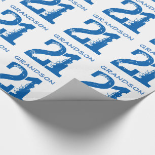 Papier Cadeau 21ème Anniversaire pour un petit-fils, texte bleu