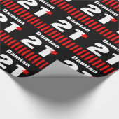 Papier Cadeau 21ème Le noir rouge de collection d'anniversaire (Coin)