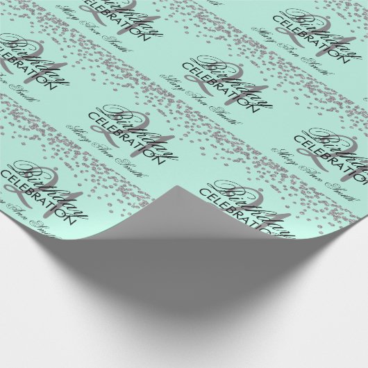 Papier Cadeau 21ème Menthe argentée de confettis de parties (Coin)