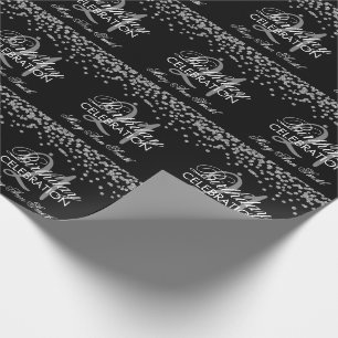 Papier Cadeau 21ème Noir argenté de confettis de parties