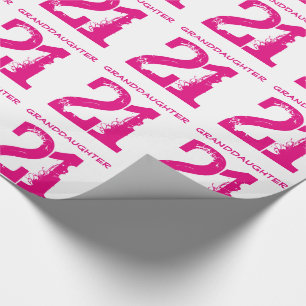 Papier Cadeau 21ème Petite-fille d'anniversaire, texte rose sur