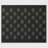 Papier Cadeau 21st Birthday 2002 Black Gold Ajouter Nom (Plat)