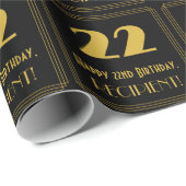 Papier Cadeau 22e anniversaire - Art Déco Inspiré Look "22" & No (Coin rond)