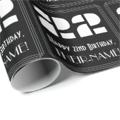 Papier Cadeau 22e anniversaire : Art Déco Inspiré Look "22" & No (Coin rond)