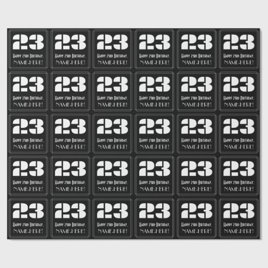 Papier Cadeau 23e anniversaire : Art Déco Inspiré Look "23" & No (Plat)
