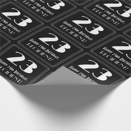 Papier Cadeau 23e anniversaire - Art Déco Inspiré Look "23", Nom (Coin)