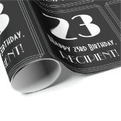 Papier Cadeau 23e anniversaire - Art Déco Inspiré Look "23", Nom (Coin rond)