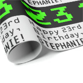 Papier Cadeau 23e anniversaire - Nerdy / Geeky Style "23" et nom (Coin rond)