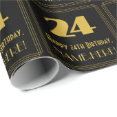 Papier Cadeau 24e anniversaire - Art Déco Inspiré Look "24" & No (Coin rond)