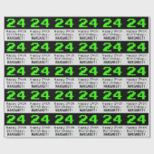 Papier Cadeau 24e anniversaire - Nerdy / Geeky Style "24" et nom (Plat)