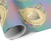 Papier Cadeau 24e Mariage Opal papier d'enveloppement (Coin rond)