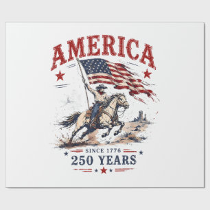 Papier Cadeau 250 Ans Amérique 1776 2026 Cowboy Patriotique