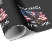 Papier Cadeau 250 Years 4th Of July Eagle USA Flag 1776 2026 (Coin rond)