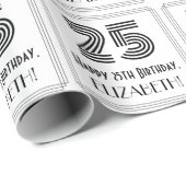Papier Cadeau 25e anniversaire : Art Déco Style inspiré "25" + N (Coin rond)