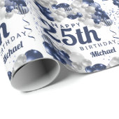 Papier Cadeau 25e anniversaire Ballons de la Marine (Coin rond)