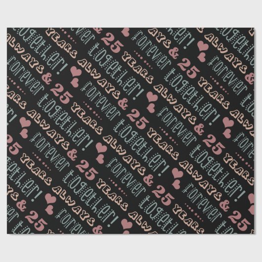 Papier Cadeau 25e anniversaire du Mariage mignon (Plat)